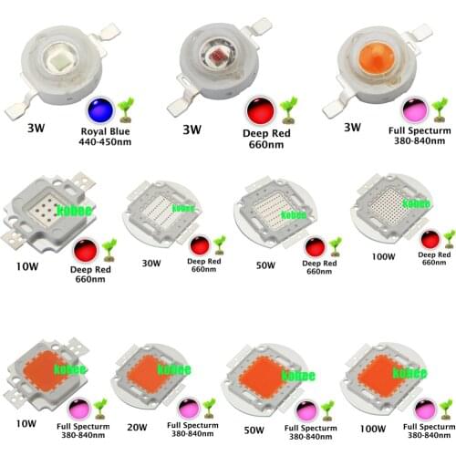 High Power Full Spectrum LED Grow Light Lamp Epistar COB 445nm 660nm 1W 3W 5W 10W 20W 30W 50W 100W