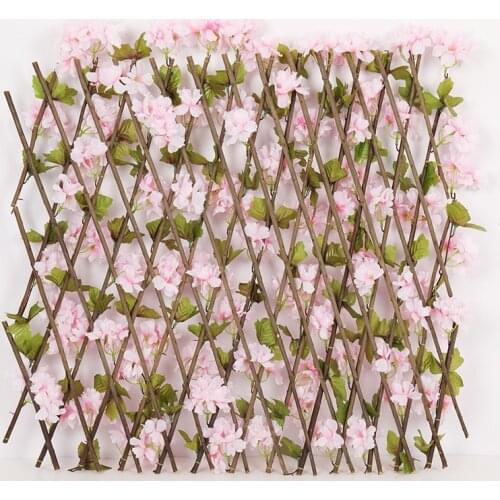 Retractable Artificial Garden Fence Cherry Blossoms Decoration Flowers for Fence Backyard Decoration Gardening Plant Wall