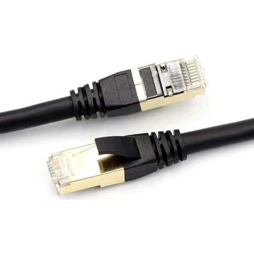Cat8 Ethernet Cable High Speed Network Cable 40Gbps 2000Mhz/ Shielded Twisted Pair/ Gold Plated RJ45 Interface Black 2m