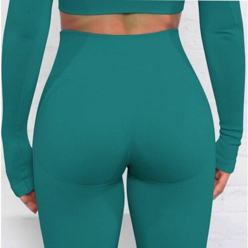 New Fashion Ribbed Booty Leggings Women Yoga GYM Skinny Aesthetic Butt Lifting Pants Training Sports Running Squat Proof Capris