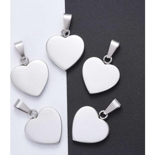 10pcs Heart Fashionable 304 Stainless Steel Stamping Blank Tag Pendants for Jewelry Making DIY Craft Findings 23~25x22x4mm