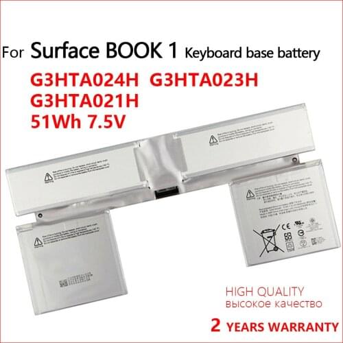 100% Genuine G3HTA023H Laptop tablet battery For Microsoft Surface BOOK 1 Keyboard base battery G3HTA024H G3HTA048H 7.5V 51Wh