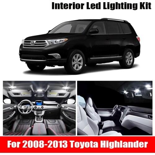 12Pcs White Canbus LED Lamp Car Bulbs Interior Package Kit For 2008-2013 Toyota Highlander Map Dome Trunk Plate Light