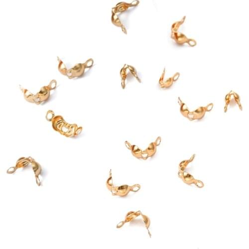 20Pcs/lot 18K Gold Plated Copper Clasp Ball Chain End Crimps Beads Connector Components For DIY Jewelry Making