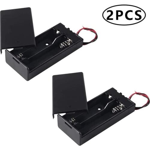 2Pcs18650 Battery Storage Case 2 Slots x 3.7V for 2x18650 Batteries Holder Box Container with ON/Off Leads and Switch