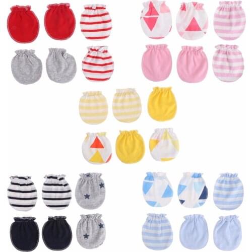 3Pairs Fashion Baby Anti Scratching Gloves Newborn Protection Face Cotton Scratch Mittens W18