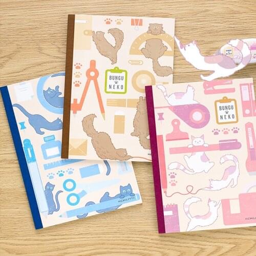 3pcs Japan KOKUYO Stationery Cat Notebook A5/B5 Cute Notebook for Students 8mm Horizontal Line 40 Sheets Paper