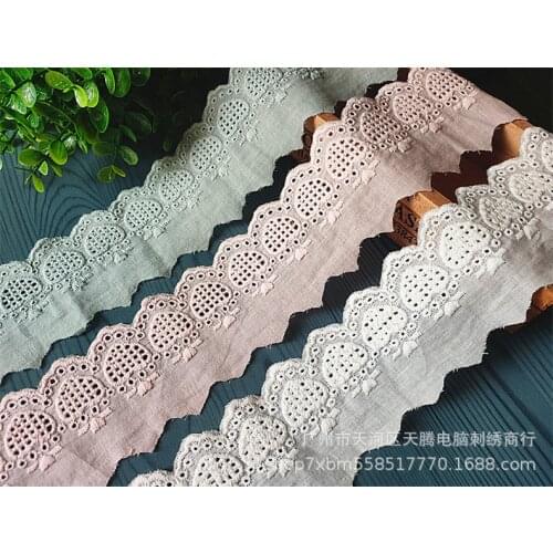 3 Yards Cotton Cloth Lace Trim for DIY Crafts Costume Sewing Accessories Ivory Pink Green Cotton Lace Fabric 6cm Width