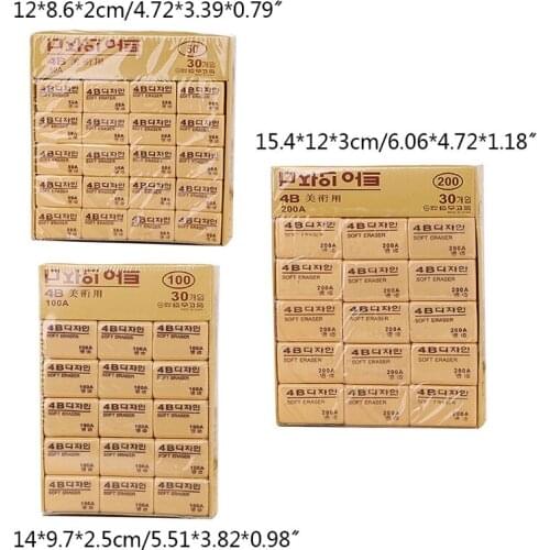 30Pcs 50A 100A 200A 4B Pencils Rubber Eraser Student Art Sketch Drawing Writing School Supply Stationery