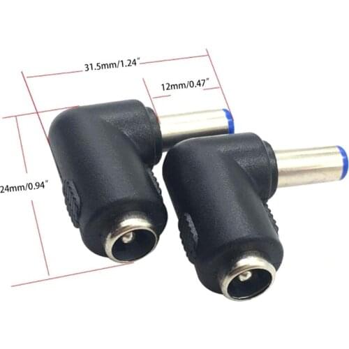 DC5.5x2.5mm Male 90 Degree Angle to DC5.5x2.1mm Female Adapter 5 Volt DC Barrel Power Jack Charging Cable Connector 5Pcs