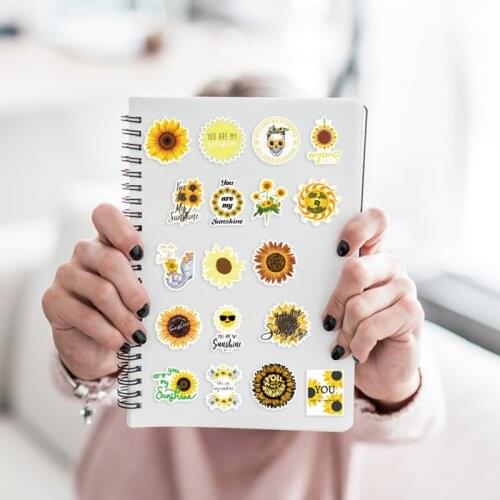 50Pcs/set DIY Decor Scrapbook Sunflower Flower Floral Cartoon Butterfly Stickers for Journal Stationery Stickers Kids Gift