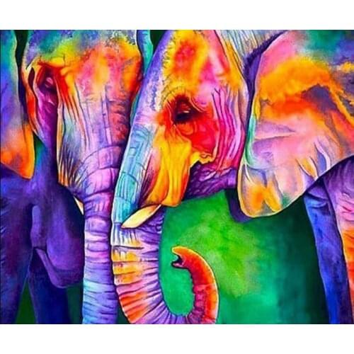 5D DIY Square/Round Diamond Painting Colorful Elephant Cartoon Mosaic Cross Embroidery Home Decoration Mural Christmas Gift