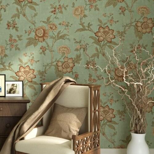 American Style Wallpaper Floral Vintage Rustic Flower Non-woven Tv Background Wall Paper For Walls Pastoral Wallpaper Bedroom