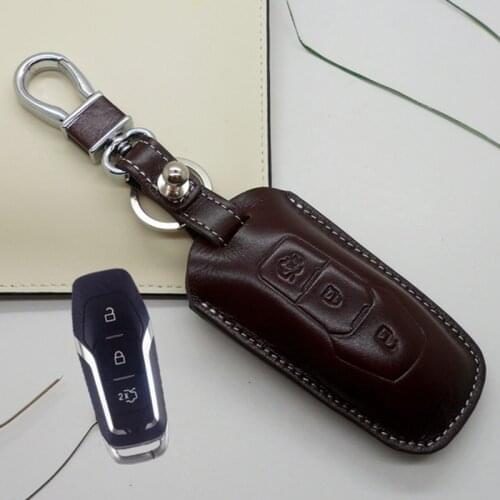 Key Fob Cover for Ford Edge Mondeo 2014 2015 2016 Fusion S-max Leather Key Holder Case Remote Keyless Protective Accessories