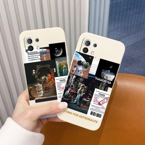 Clever Astronaut Liquid Silicone Case For Xiaomi Mi 11 11i 10T 9T Pro 10 10S 9 8 Poco F2 X2 F3 Pro Shockproof Soft Phone Cover