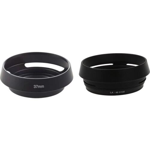 1 Pcs Black Screw Mount 37Mm Metal Hood & 1 Pcs 49Mm LH-JX100 Lens Hood