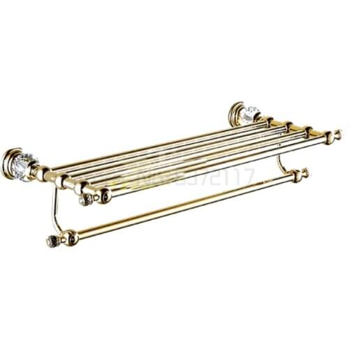 European crystal towel rack double layer gold plated towel rack towel rack bathroom glass shelf bathroom accessories