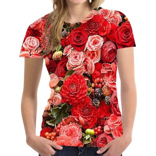 2022 Novelty Flower 3d Printed T Shirt Woman Tshirts Harajuku Short Sleeve Fashion Soft Comfort Tops Summer New Women T-shirt