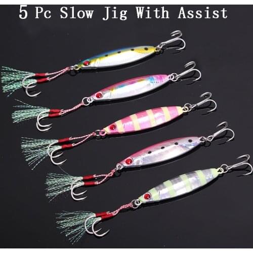 5pcs /lot 15g 20g 30g 40g Artificial Bait Slow Jig Sink Iron Plate Luminous Fish JIg Peche Pesca Slow JIgging Fishing Lure