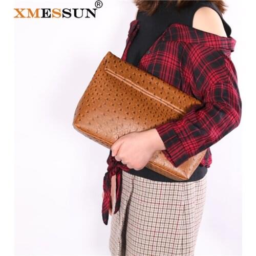 XMESSUN Ostrich Leather Envelope Clutch Bag Crossbody Bags For Women 2021 Summer Trendy Shoulder Bag Female Travel Phone Purses