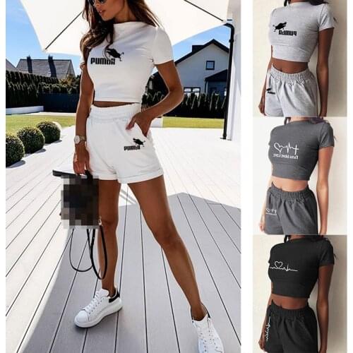 2021 New Summer Women Short Casual 2 Piece Clothing Tracksuit Pockets Loose Print Shorts Set Female O-Neck Casual Sets