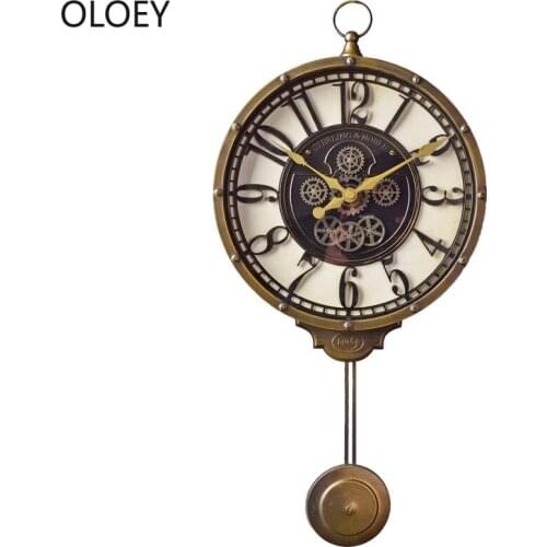 Creative Large Wall Clock Vintage Living Room Bedroom Home Decor Wall Watch Shabby Chic Kitchen Wall Clocks American Style