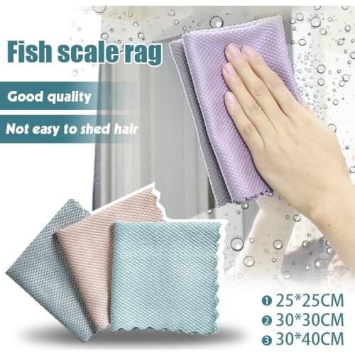5Pcs Reusable NanoScale Streak-Free Cleaning Cloths Kitchen Anti-Grease Wiping Rags Washing Dish Efficient Fish Scale Wipe Cloth