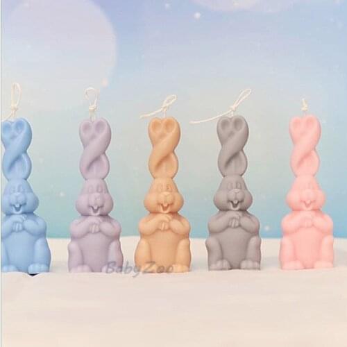 Fancy Long Ears Rabbit Silicone Mold Scented Candle Making Rabbit Mold Easter Bunny Design Decoration Candle