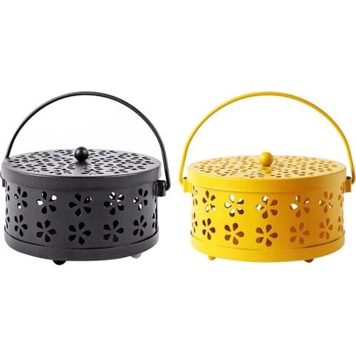 Nordic Retro Metal Hollow Floral Mosquito Coil Holder Garden Burner Mosquito Repellent Box