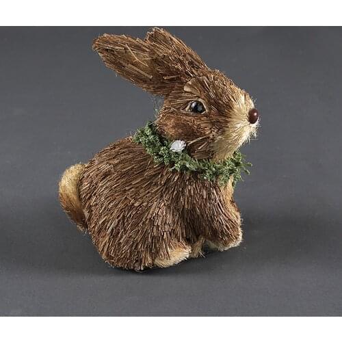 Newest Arrival Cute Handmade Straw Animal Bunny Creative Brown Gray Animal Crafts Cute Home Decorations