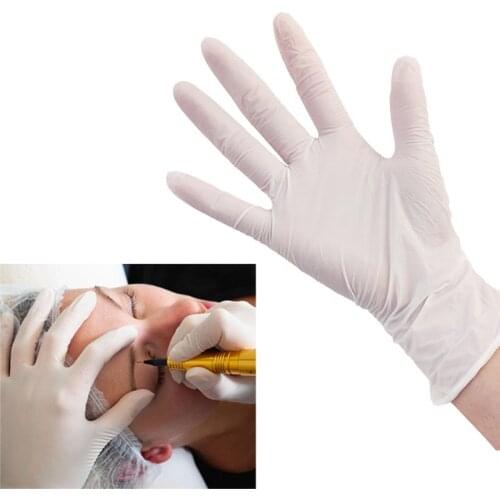 100Pcs White Gloves Disposable Permanent Tattoo Gloves Latex Gloves Isolate Anti-Pollution Tattoo Accessories S M L XL