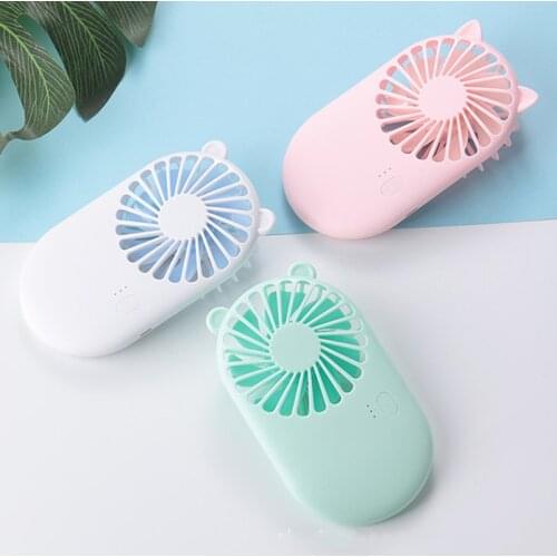 New 1pcs Cute Portable Mini Fan Handheld Chargeable Desktop USB Fans 3 Mode Adjustable Summer Cooler For Outdoor Travel Office
