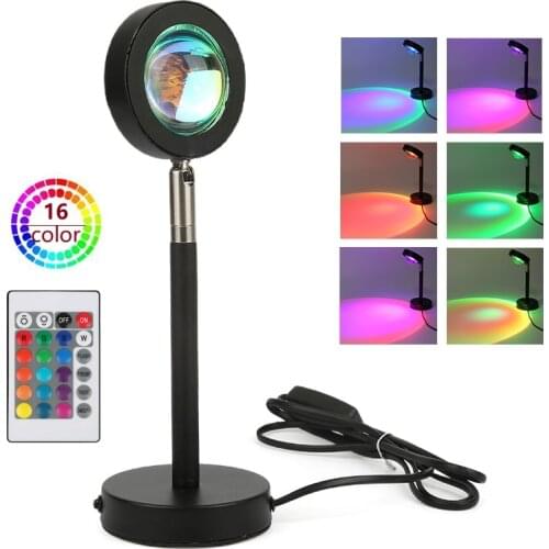 Remote Control RGB Sunset Projector 16 Colorful Lamp Rainbow Atmosphere Projection Lamp Led Night Light For Home Bedroom Decor
