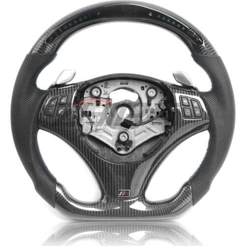 For 3 Series Carbon Fiber Steering Wheel For bmw E90 E92 E93 With Perforated Leather With LED Trip color