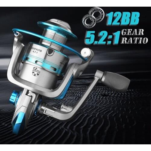 12BB Fishing Spinning Reel Saltwater Fishing Carp Casting Reel Bait Casting Wheel 1000-7000 Series Max Drag 8KG