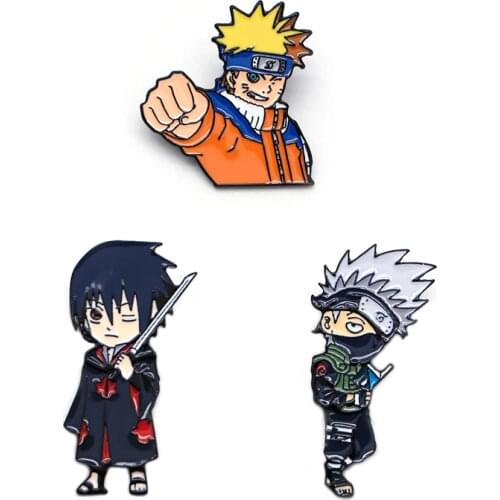 Sasuke Enamel Pins Kakashi Backpack Pins Cartoon Anime Lapel Pin Bag Brooches Hat Badge Funny Gifts Collection KB2375