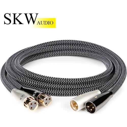 SKW 3 Pin XLR Audio Cable Male To Female Sound Cannon Cable Plug Silver Plating On OCC Conductor For CD Connect To Amplifier