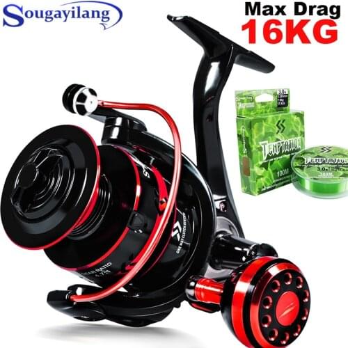 Sougayilang 2000-7000 Spinning Fishing Reel Metal Spool Fishing Reel Max Drag 16KG Powerful Carp Fishing Reel for Freshwater