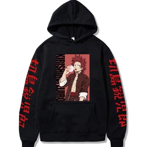 Harajuku My Hero Academia Unisex Hoodies Japanese Anime Kirishima Eijiro Printed Mens Hoodie Streetwear Casual Sweatshirts