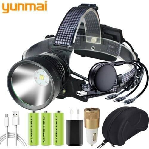 XHP90.2 Cooling Fan 7-Core Led Headlight Zoomable Headlamp Head Flashlight Lamp Power Torch Light 18650 Battery Powerbank