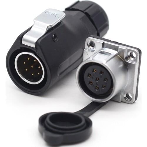 XHP20, Solar Energy Waterproof Connector 8 Pin Power Cable Circular Industrial Male Plug Female socket IP67