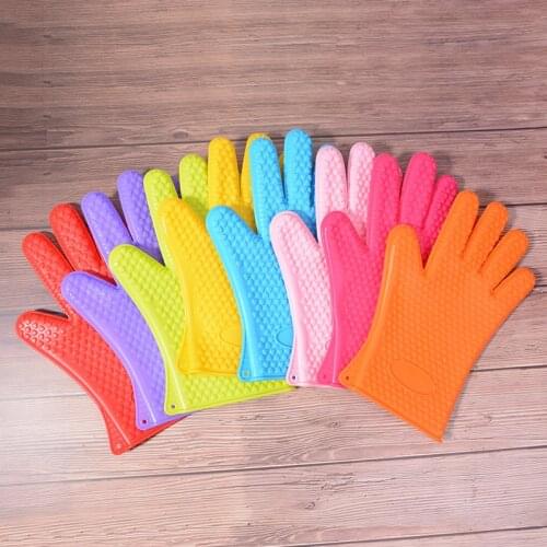1Pcs Heat Resistant Silicone Glove Cooking Baking BBQ Oven Pot Holder Mitt Kitchen Red Hot Selling