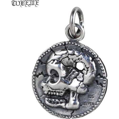 100% 925 Silver Skull Pendant Real Sterling Silver Skeleton Pendant Man Pendant PUNK Jewelry