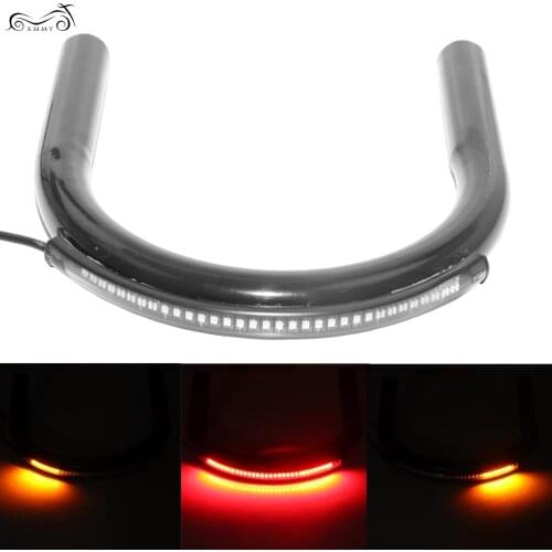 210mm Motorcycle Flat Rear Seat Hoop Frame Loop 1" Tube with LED Light Strip Tail Brake Light for Cafe Racer Honda