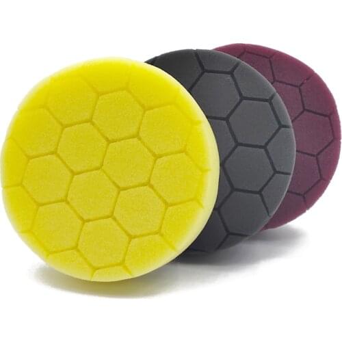 3 PCS 4 Inch Hexagon Car Polishing Pad Medium Cutting Car Buffer Pad Sponge Waxing Polish Pad Kit for Car Polisher Wheel Machine