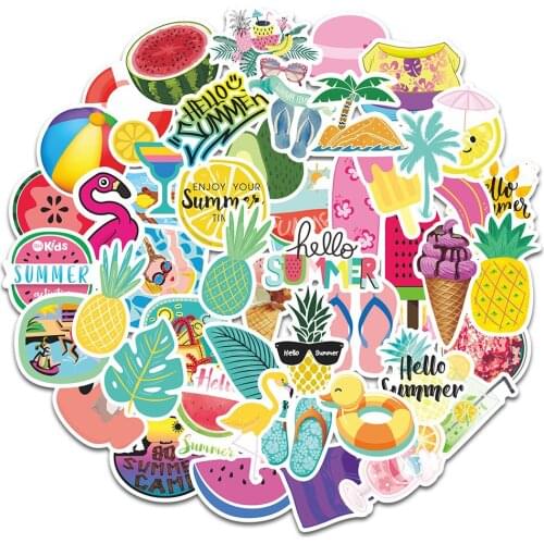 5 Sets = 250PCS Ins Summer Fresh Stickers Water Cup Computer Helmet Stickers