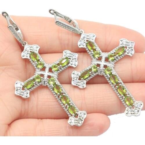 55x26mm Delicate Fine Cut Created Long Big Violet Tanzanite Pink Kunzite CZ For Ladies Wedding Silver Earrings