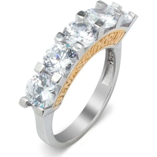 925 Sterling Silver Five Stones Ring I Love You with Written in English