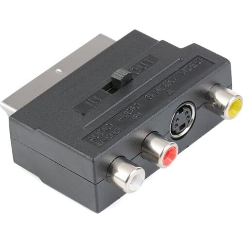 100pcs/lot RGB Scart To Composite RCA S-Video + RCA SV To Scart A/V Adapter