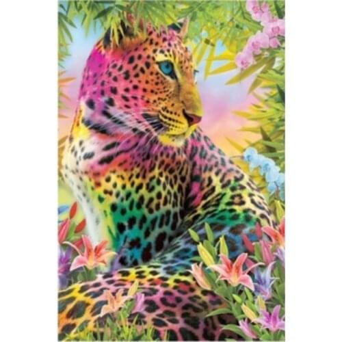 Diy Full Diamond Painting Leopard Animal Diamond Dots Mosaic Embroidery Picture Crystal Rhinestone Sticker Decal Wall Art Craft